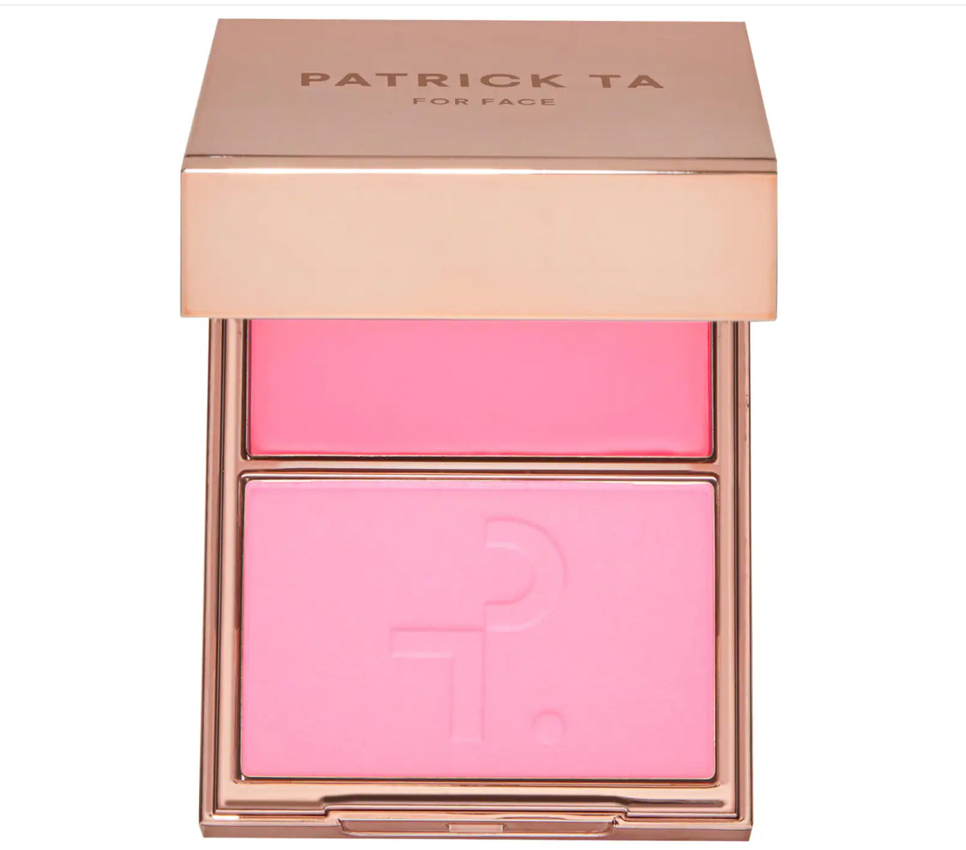 PATRICK TA 
Major Headlines Double-Take Crème & Powder Blush Duo.                                             Color: Just Enough - soft blue pink
Size 0.17 oz crème and 0.17 oz powder/5 g crème and 5 g powder