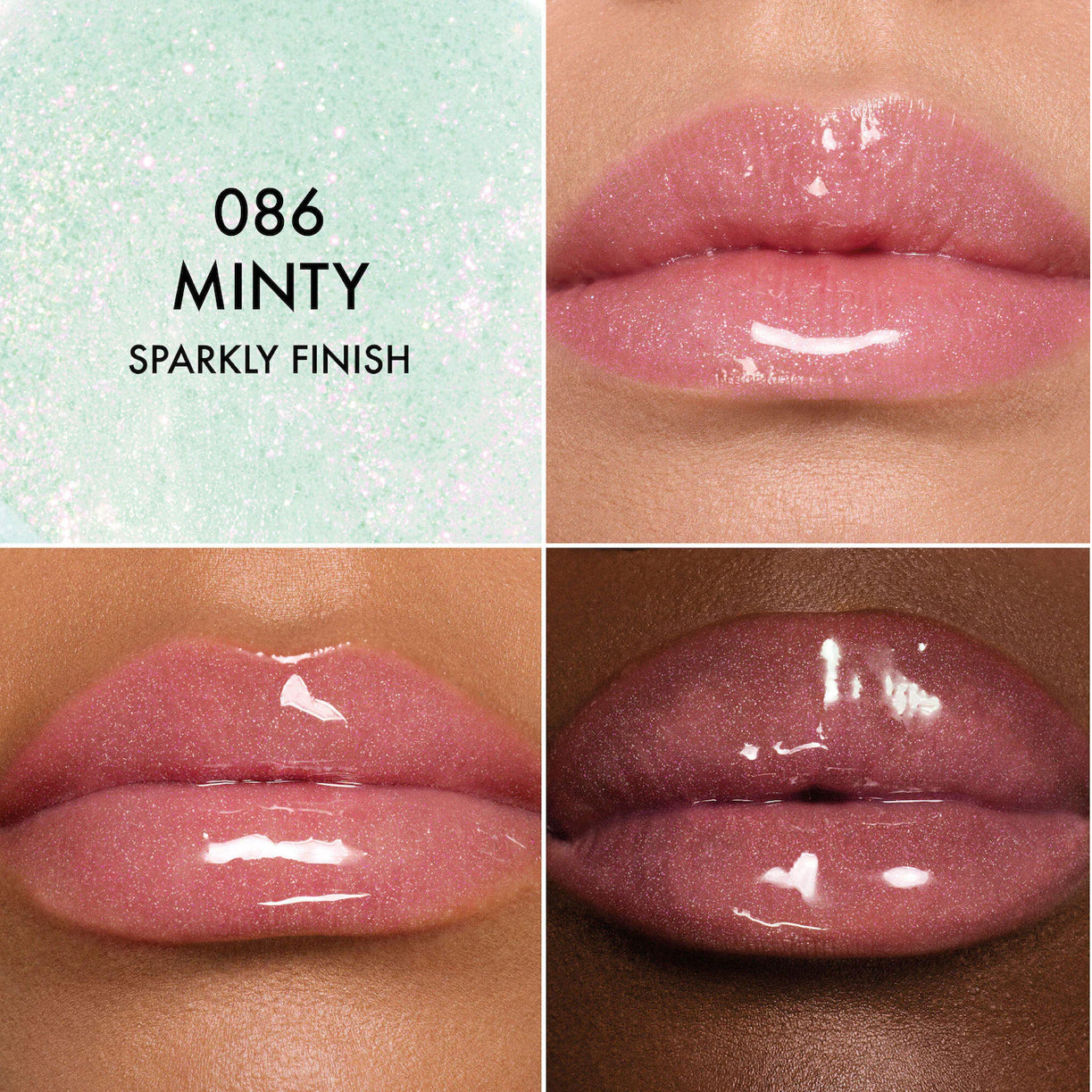 DIOR 
Lip Glow Oil Hydrating High-Shine Gloss.        Color: 086 Minty - Sparkly Finish
Size 0.2 oz/6 mL