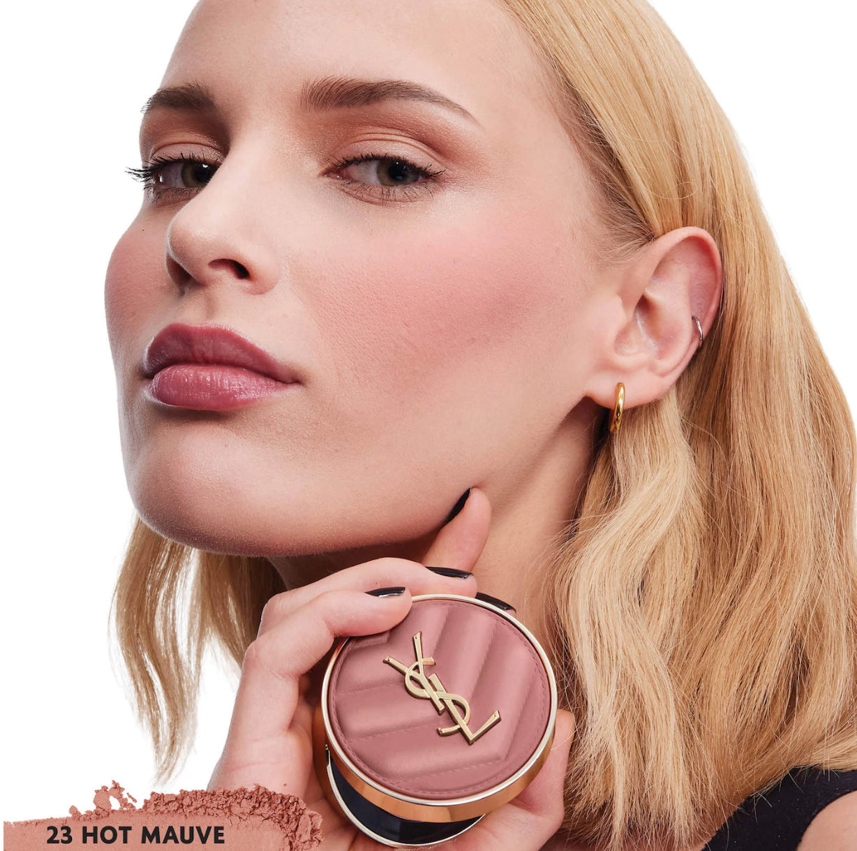 Yves Saint Laurent 
Make Me Blush 24H Buildable Powder Blush.      Color: 23 Hot Mauve - warm rosey taupe matte
  Size 0.17 oz/5 g