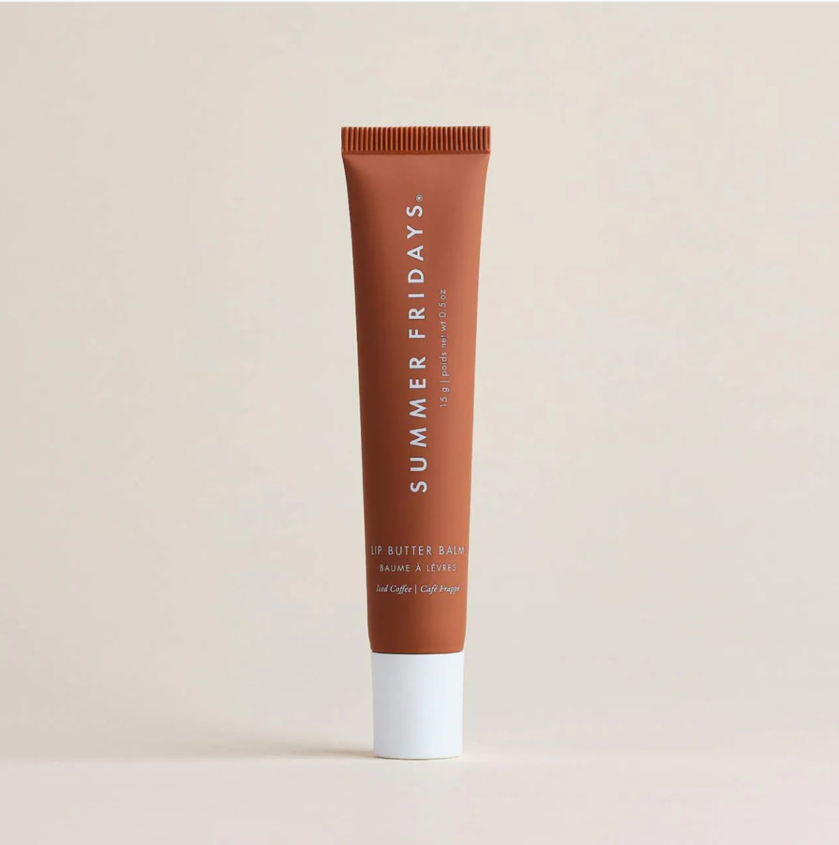Summer Fridays 
Lip Butter Balm Treatment for Hydration + Nourishing Shine.                                                  Color: Iced Coffee - sheer cocoa
Size 0.5 oz / 15 g