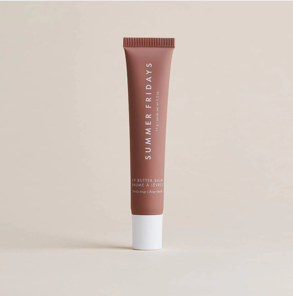 Summer Fridays 
Lip Butter Balm Treatment for Hydration + Nourishing Shine.                                                 Color: Vanilla Beige - sheer beige
Size .5 oz/ 15 g