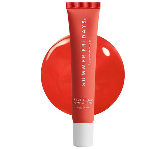 Summer Fridays 
Lip Butter Balm Treatment for Hydration + Nourishing Shine.                                                Color: Poppy - sheer citrus coral
Size 0.5 oz / 15 g