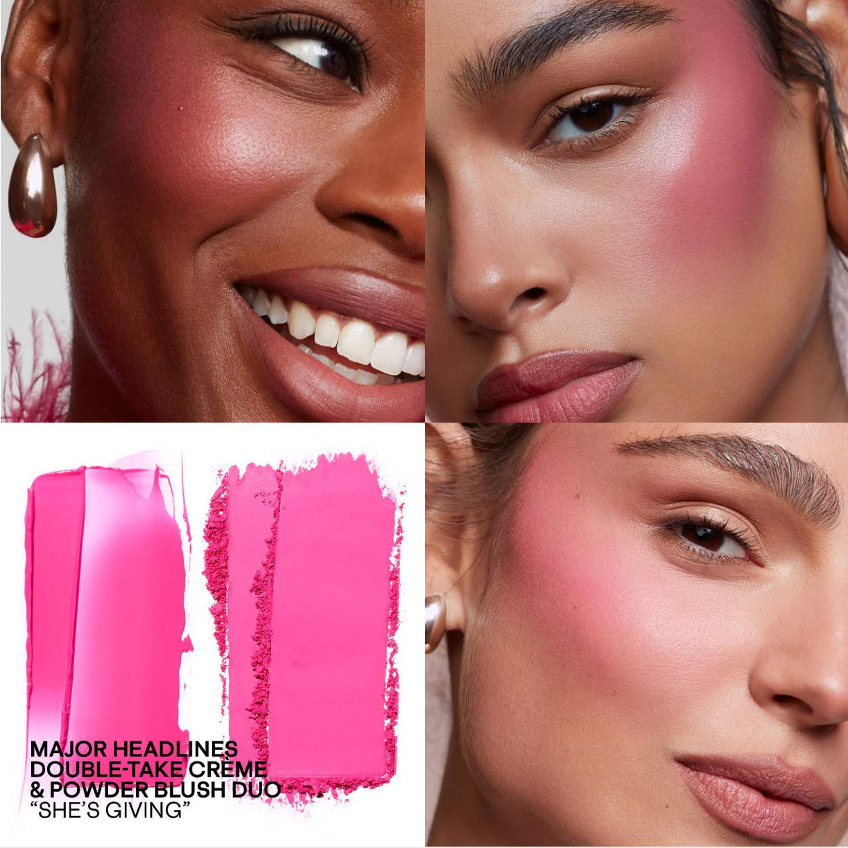 PATRICK TA 
Major Headlines Double-Take Crème & Powder Blush Duo.                                             Color: She's Giving - vibrant blue pink
Size 0.17 oz crème and 0.17 oz powder/5 g crème and 5 g powder