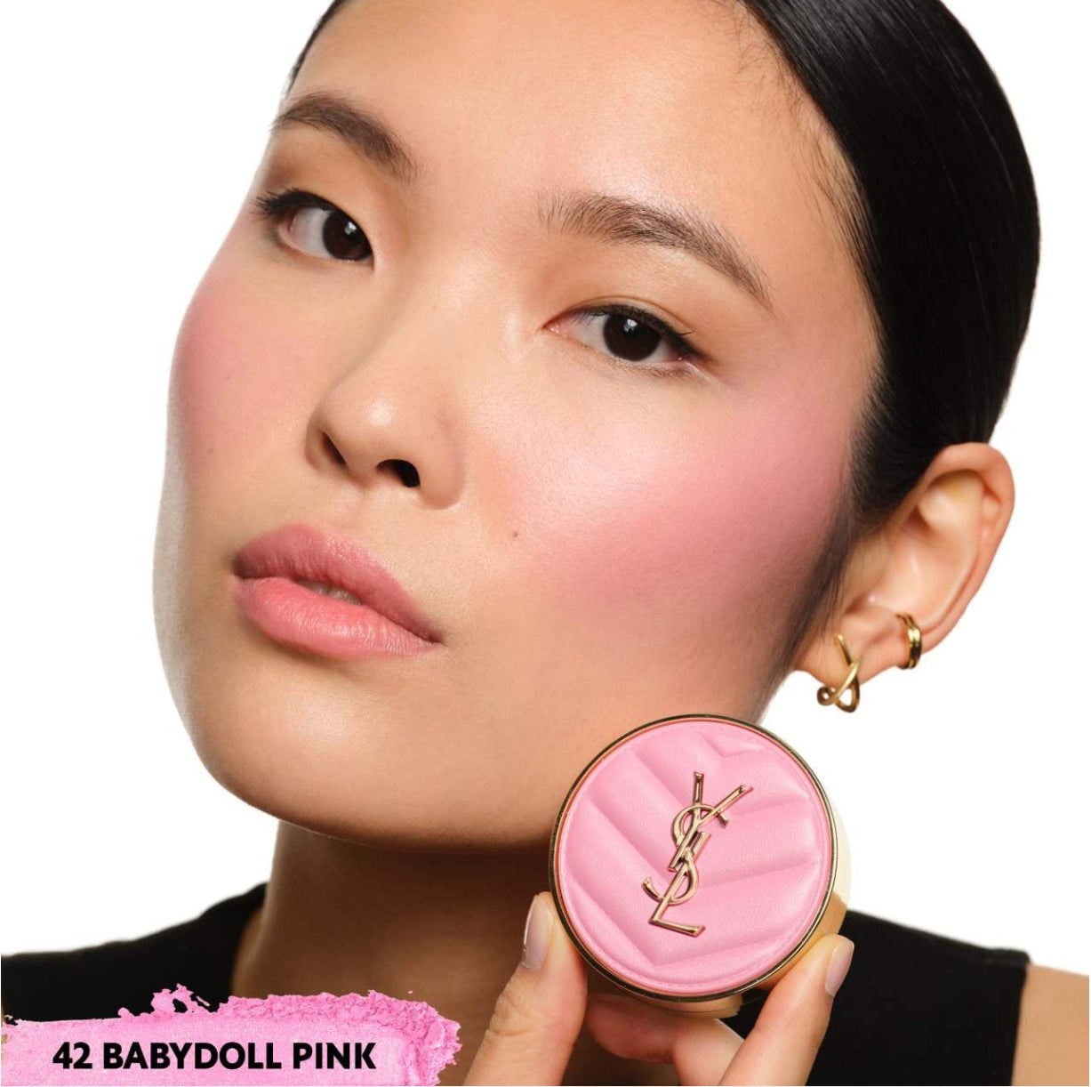 Yves Saint Laurent 
Make Me Blush 24H Buildable Powder Blush.       Color: 42 Babydoll Pink - cool baby pink satin
Size 0.17 oz / 5 g