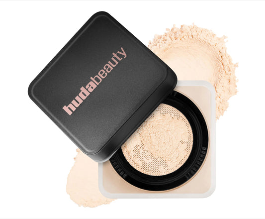 HUDA BEAUTY 
Easy Bake Blurring Loose Baking & Setting Powder.                                                                  Color: Pound Cake - fair, light, medium, and tan skin tones. golden undertones brighten and disguise under-eye darkness.
