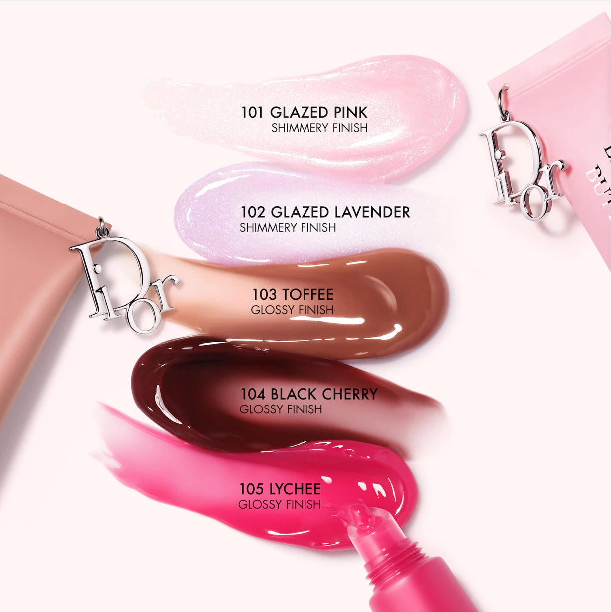 DIOR 
Lip Glow Butter Hydrating Gloss Balm.              Color: 105 Lychee - luminous fuchsia
Size 0.34 oz/10 mL