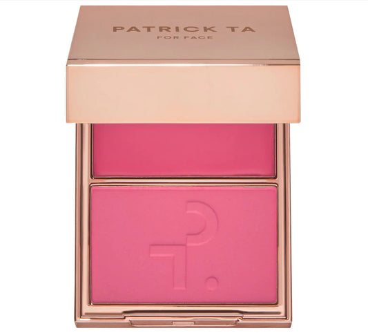 PATRICK TA 
Major Headlines Double-Take Crème & Powder Blush Duo.                                               Color: She's a Doll - bright neutral pink
Size 0.17 oz crème and 0.17 oz powder/5 g crème and 5 g powder