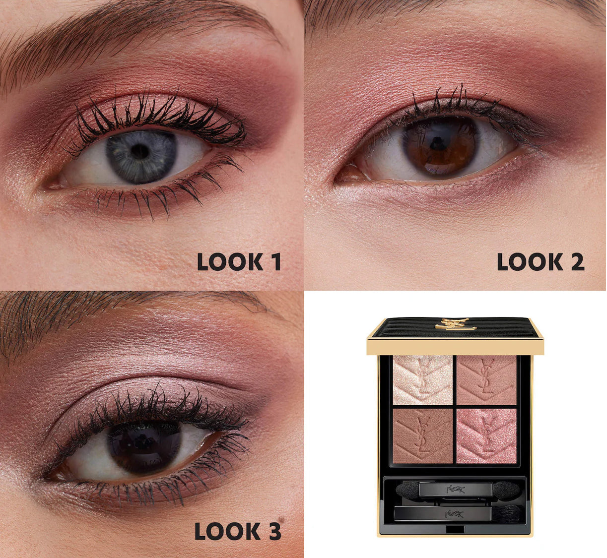 Yves Saint Laurent 
Couture Mini Clutch Eyeshadow Palette.           Color: 730 Sunrise Safari - neutral browns and soft pink
Size 0.17 oz/5 g