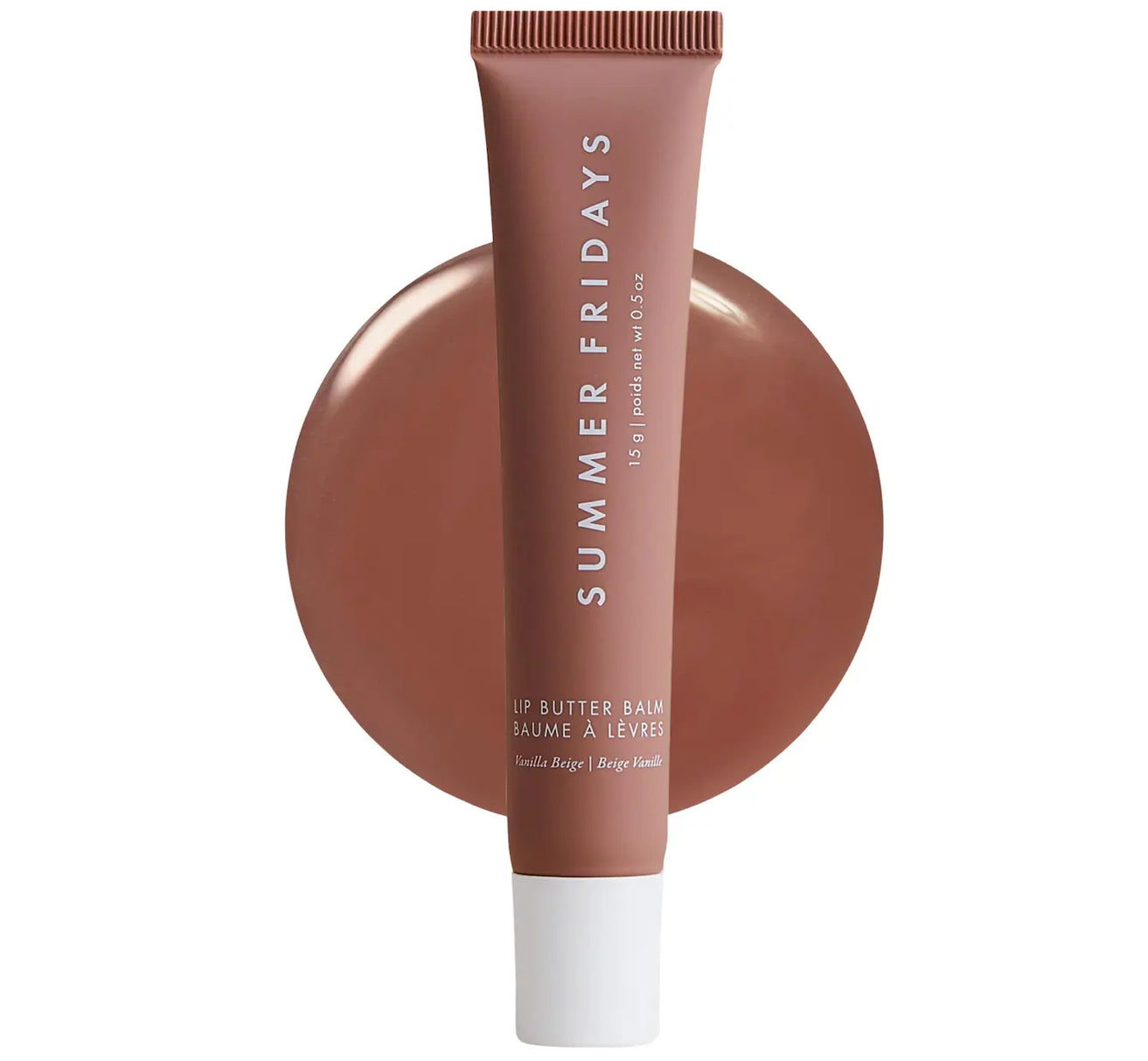 Summer Fridays 
Lip Butter Balm Treatment for Hydration + Nourishing Shine.                                                 Color: Vanilla Beige - sheer beige
Size .5 oz/ 15 g