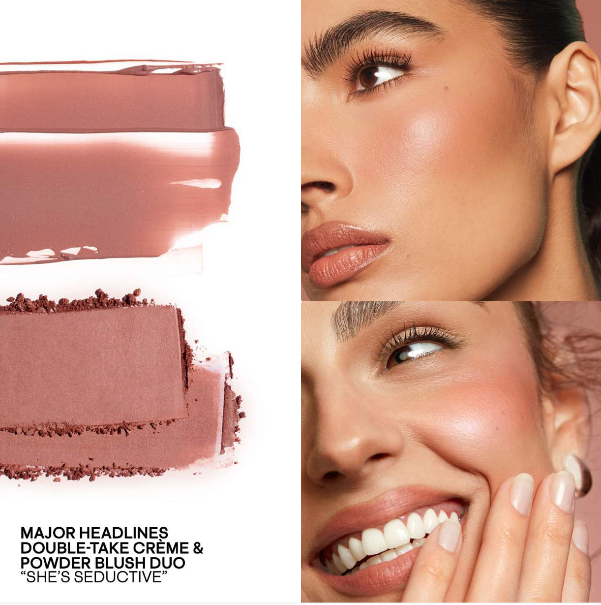 PATRICK TA 
Major Headlines Double-Take Crème & Powder Blush Duo.                                                 Color: She's Seductive - warm mauve rose
Size 0.17 oz crème and 0.17 oz powder/5 g crème and 5 g powder